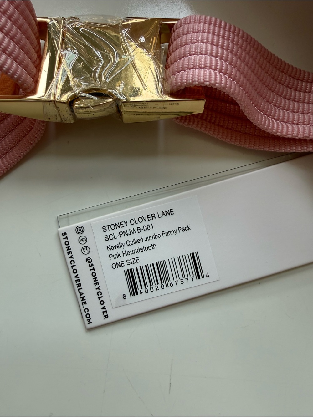 NWT Stoney Clover Lane Quilted Jumbo Fanny Pack Pink Houndstooth - Picture 7 of 7